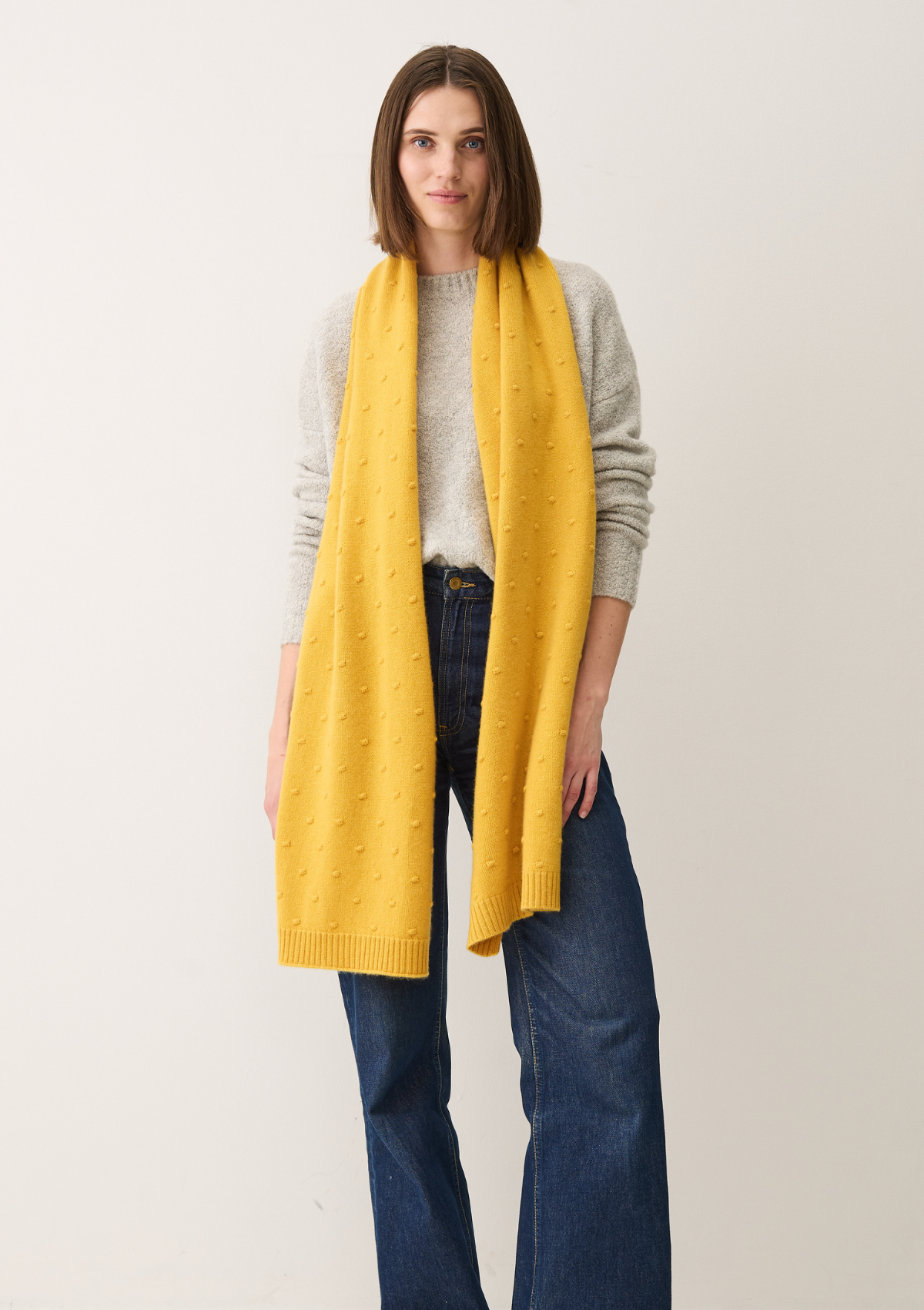 Bobble Scarf in Melon Yellow