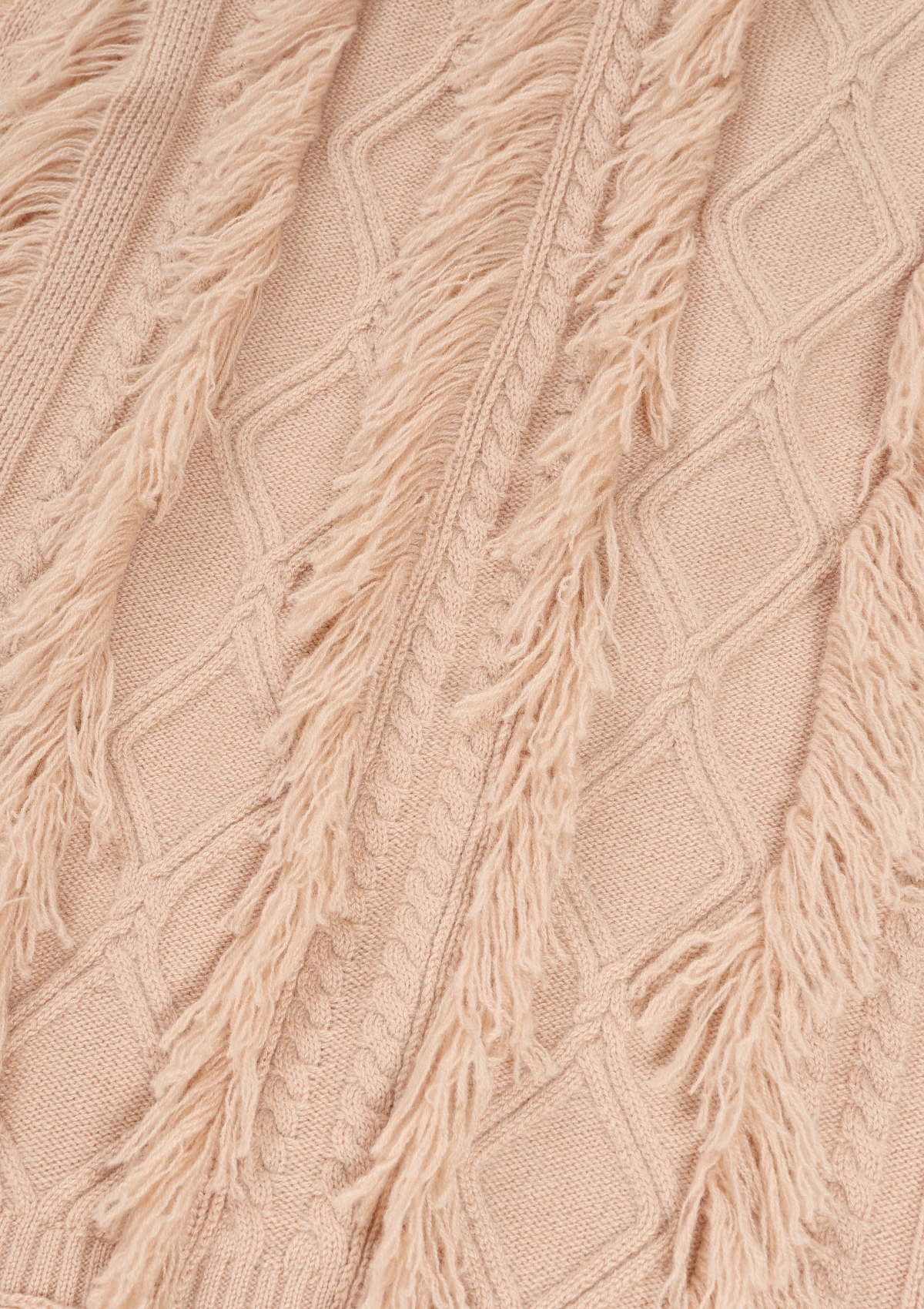 Fringed Cabled Scarf in Toffee