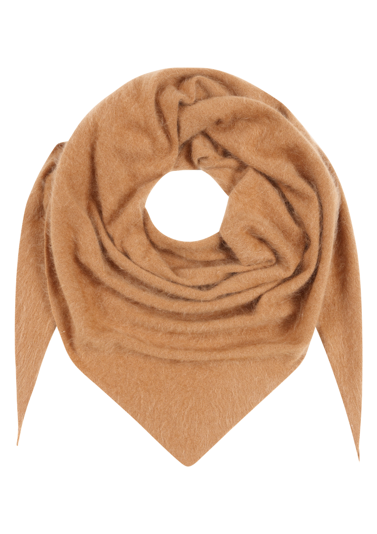 Brushed Triangle Cashmere Scarf in Earth Brown