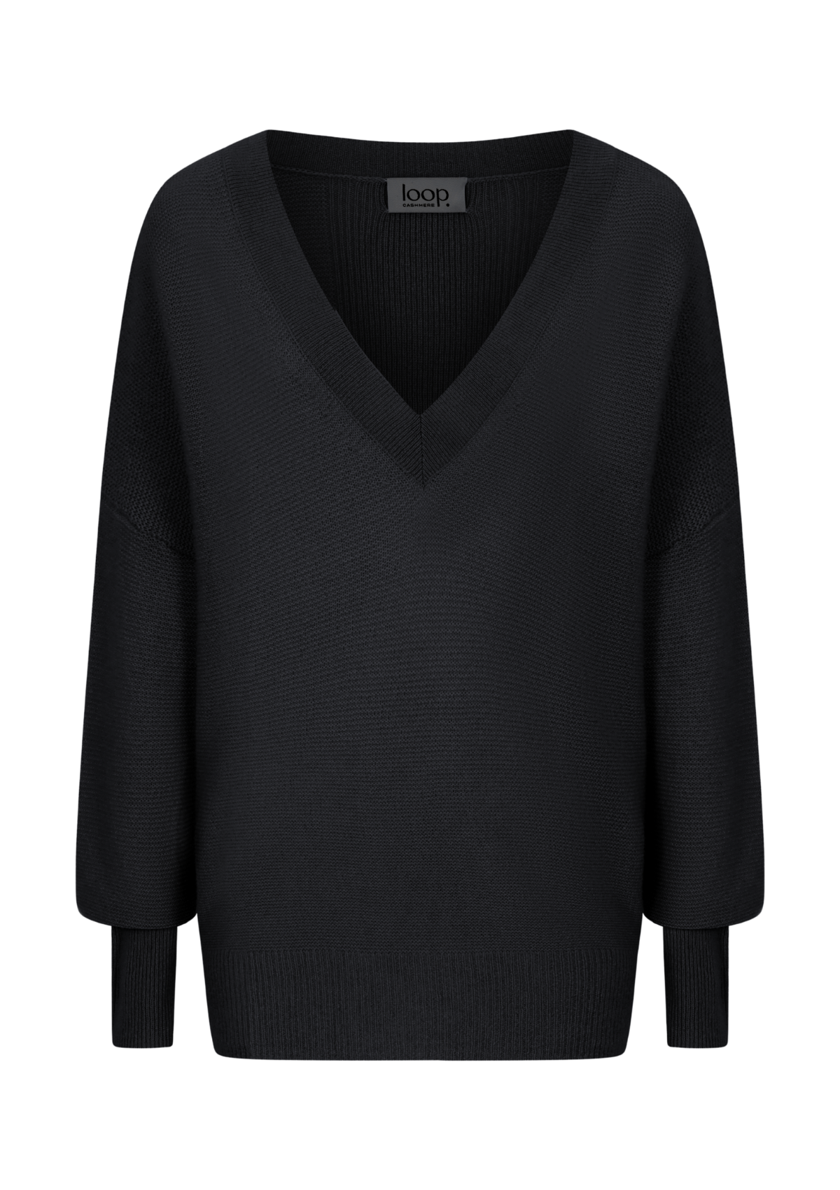 Relaxed Lofty V Neck Sweater in Jet Black