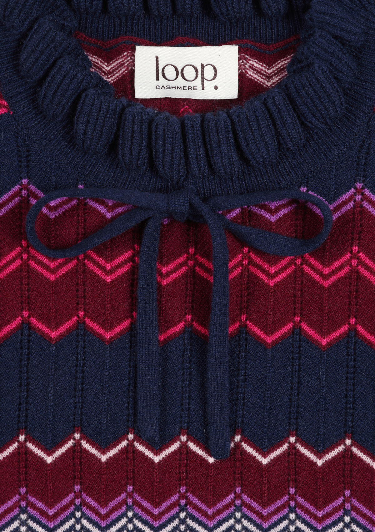 Chevron Stitch Sweater in Pink & Navy Mix