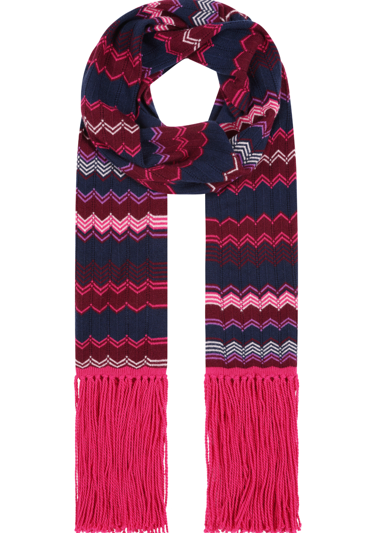 Chevron Stitch Scarf in Pink & Navy Mix