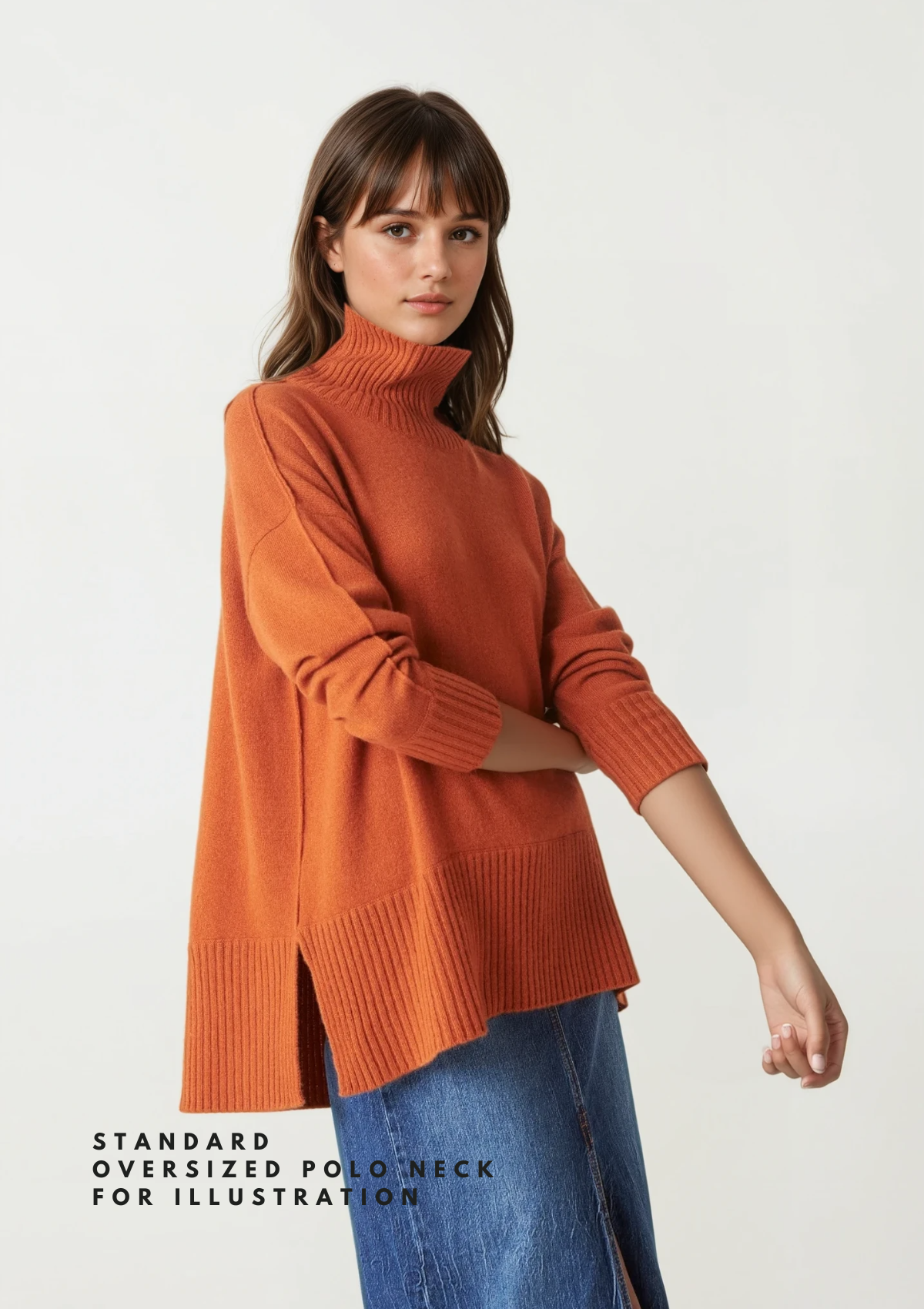 Oversized Cashmere Polo Neck Sweater - Made to Order