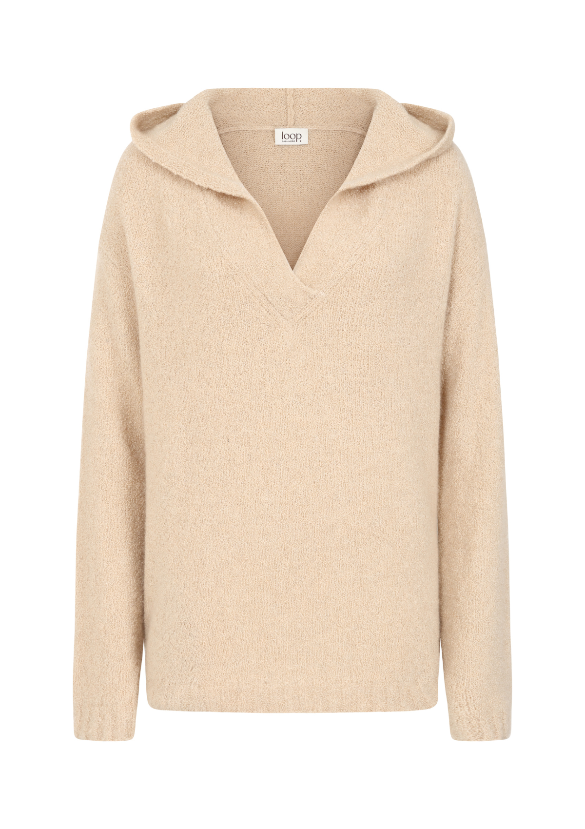 Boucle Hooded Sweater in Smoke Beige