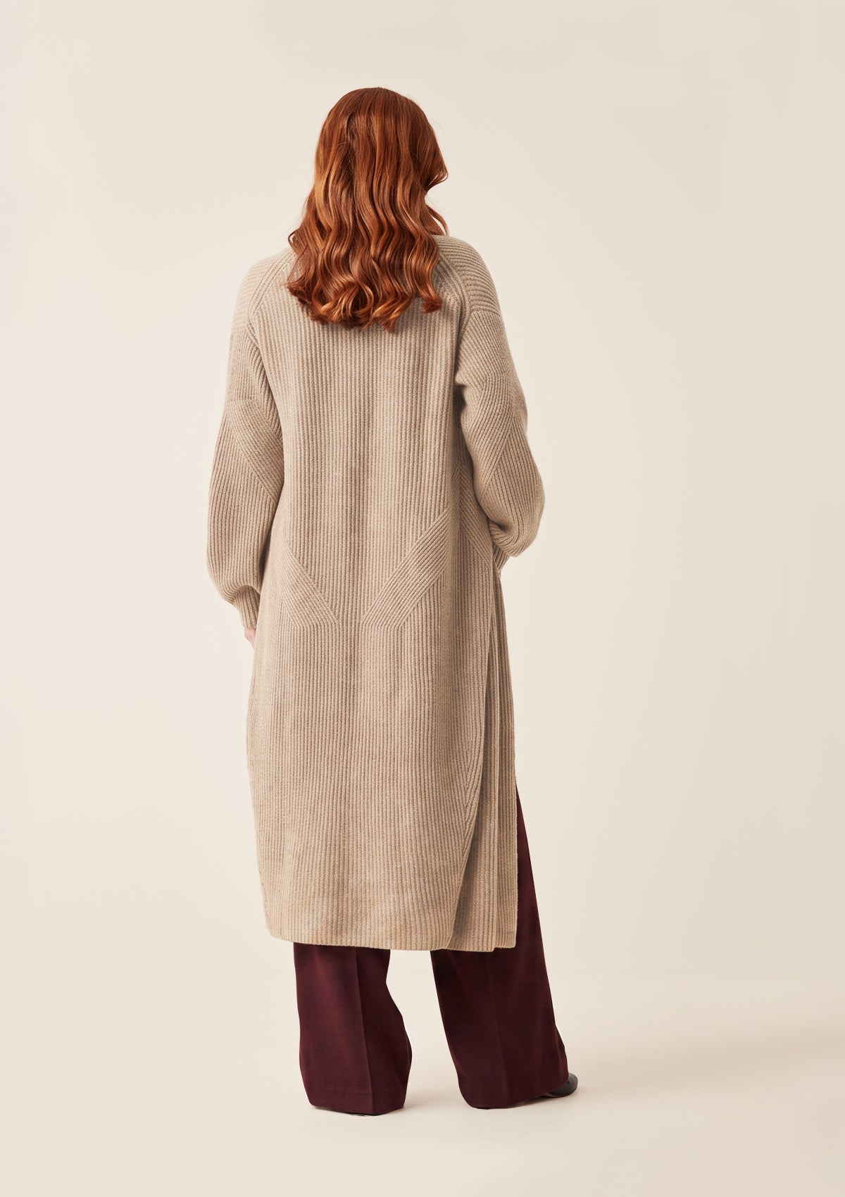 Ribbed Cashmere Coatigan in Chanterelle
