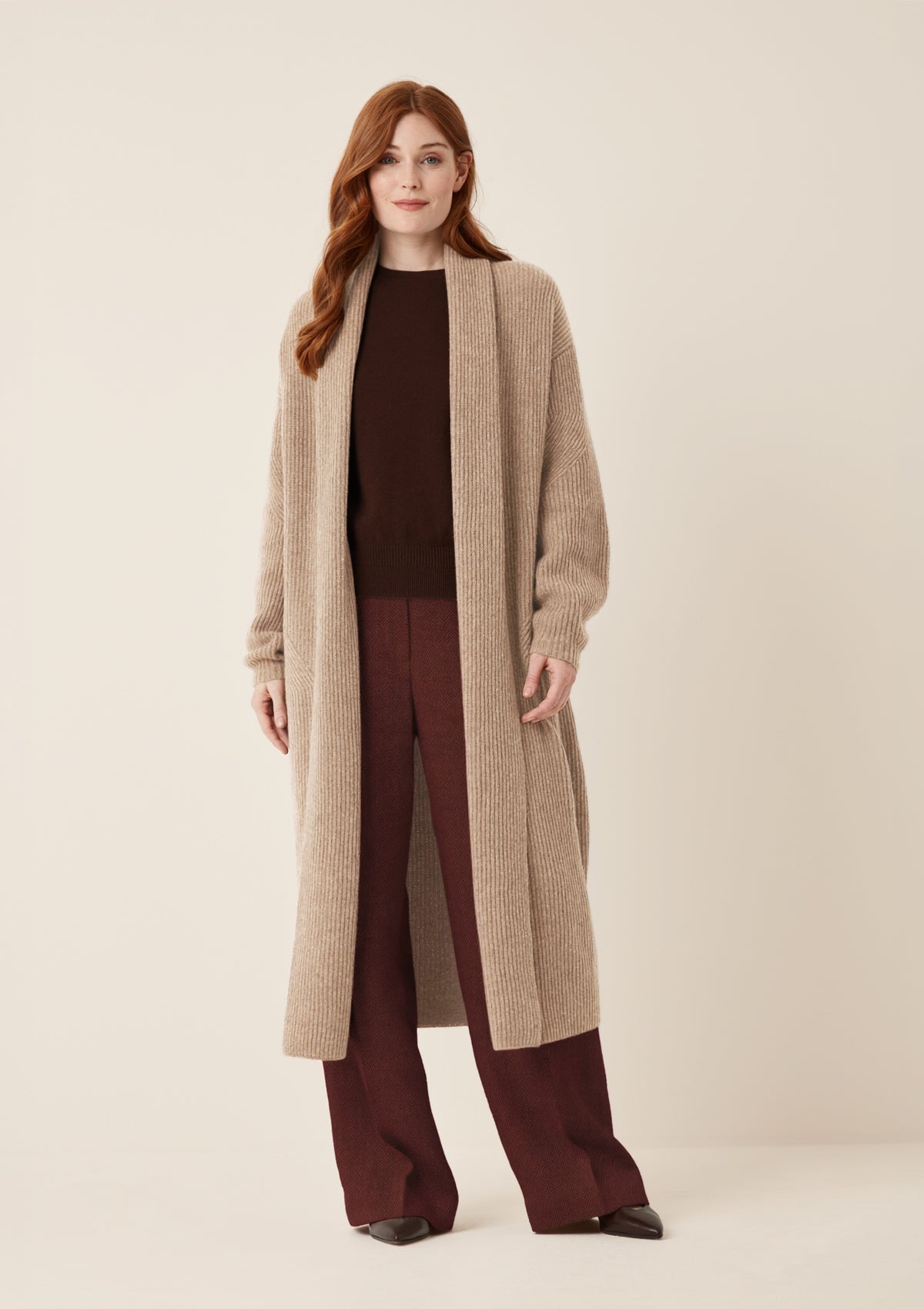 Ribbed Cashmere Coatigan in Chanterelle