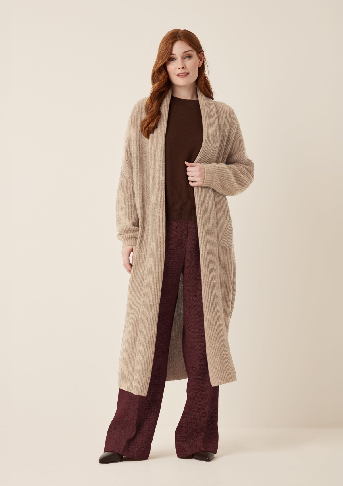 Ribbed Cashmere Coatigan in Chanterelle