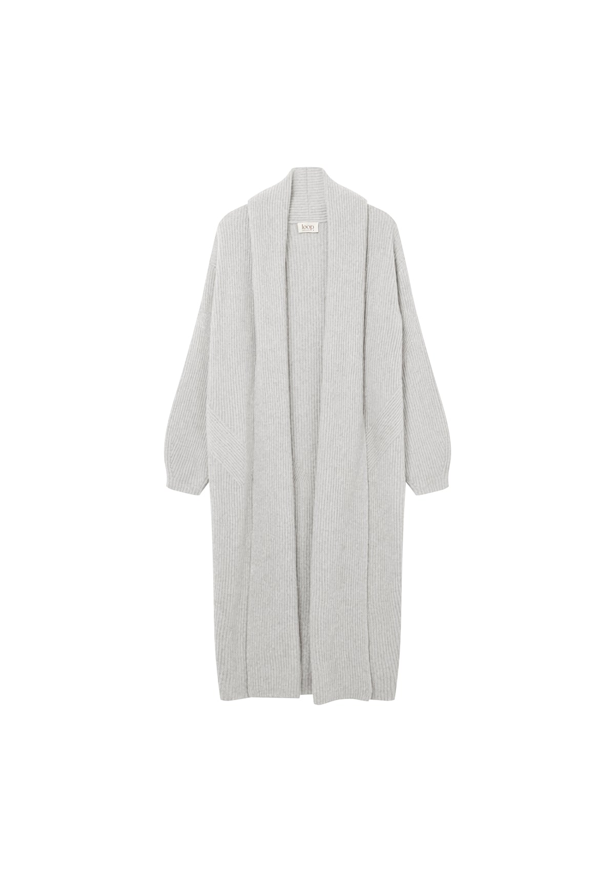 Ribbed Cashmere Coatigan in Foggy Grey