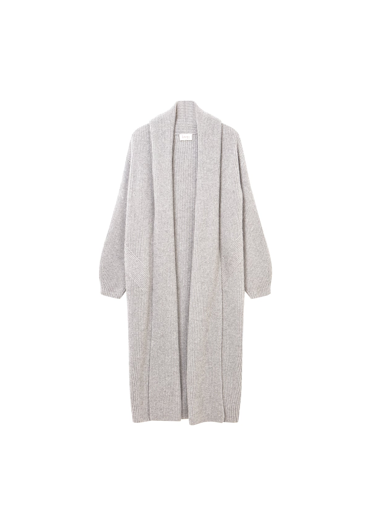 Ribbed Cashmere Coatigan in Foggy Grey