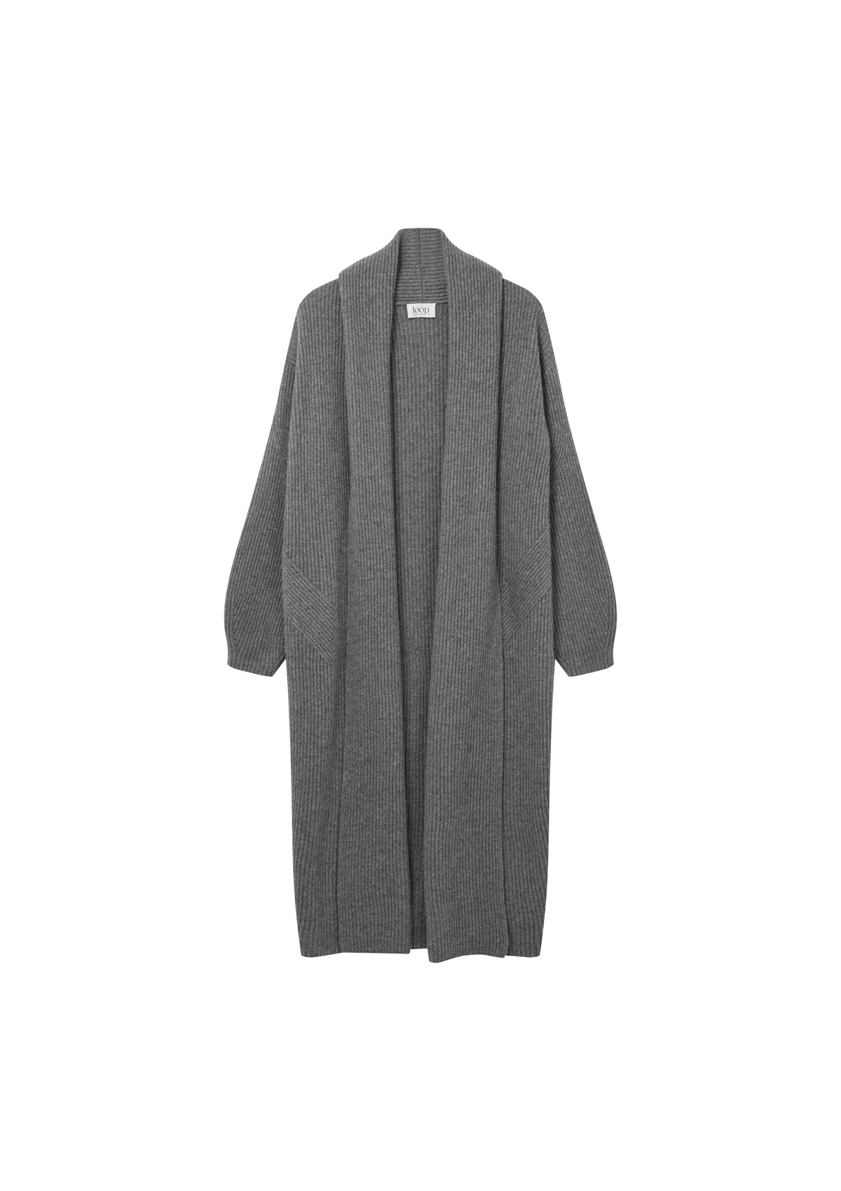 Ribbed Cashmere Coatigan in Pewter Grey