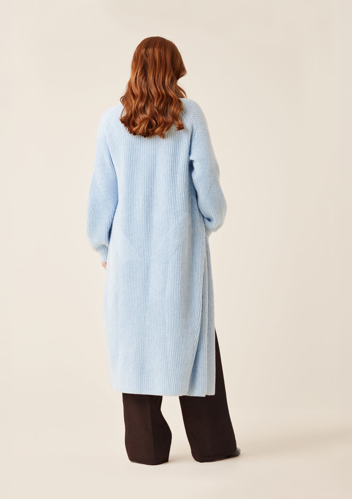 Ribbed Cashmere Coatigan in Skyway Blue