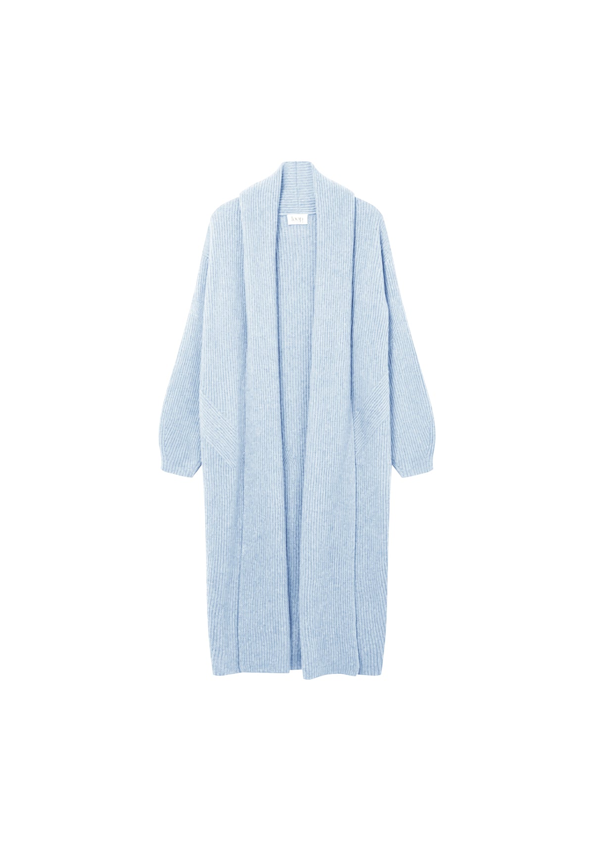 Ribbed Cashmere Coatigan in Skyway Blue