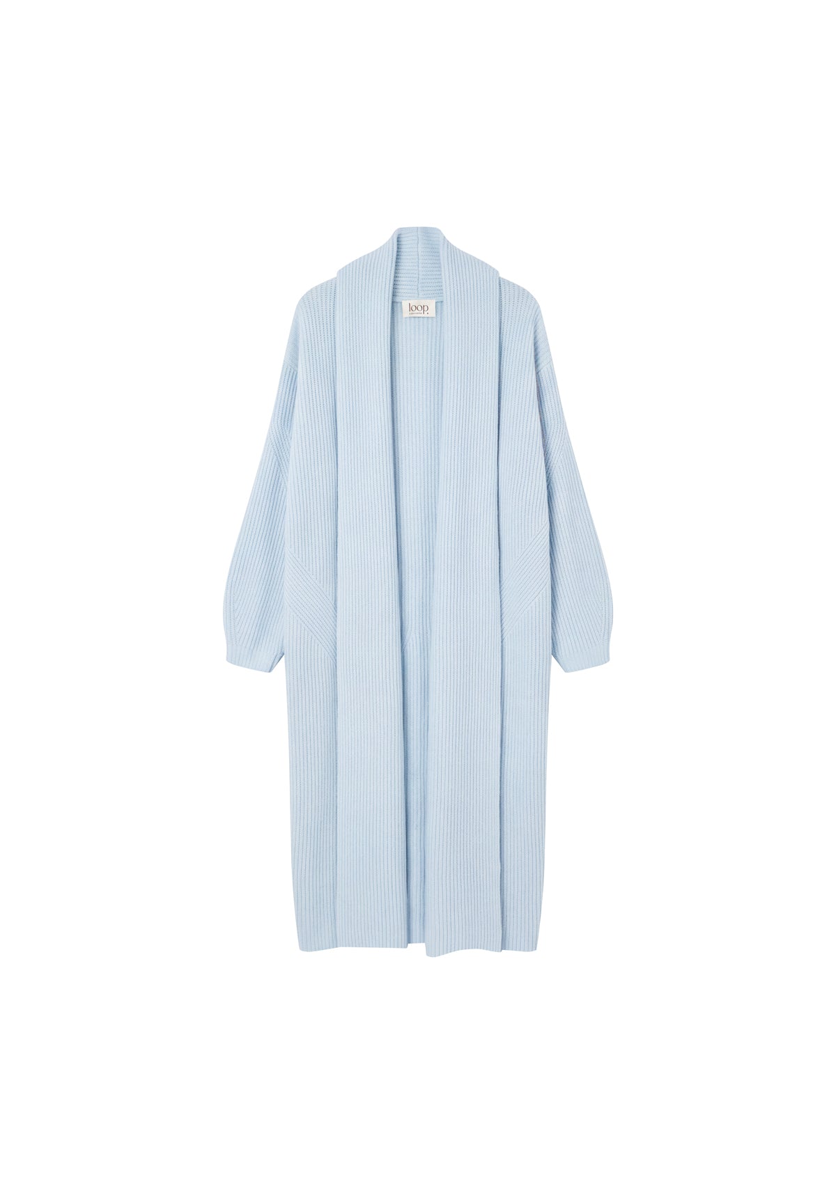 Ribbed Cashmere Coatigan in Skyway Blue