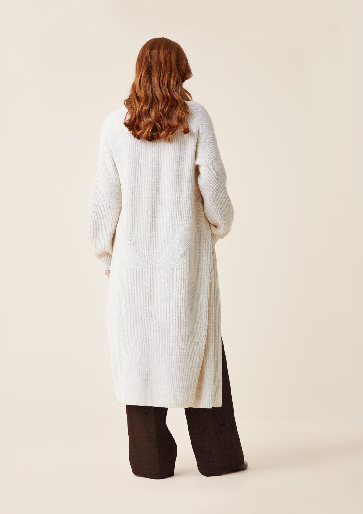 Ribbed Cashmere Coatigan in Snow White