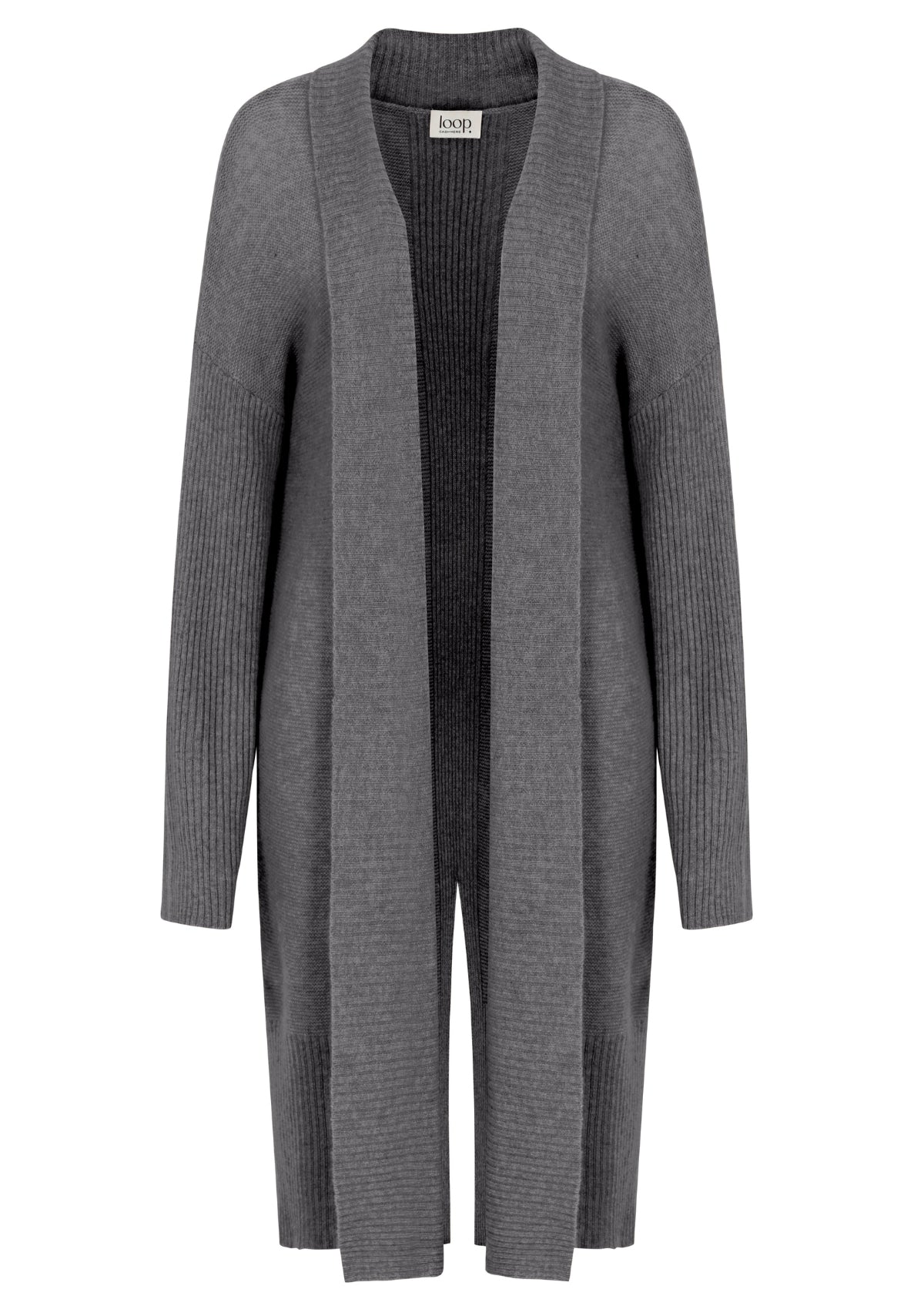 Cashmere Edge To Edge Cardigan in Pewter Grey