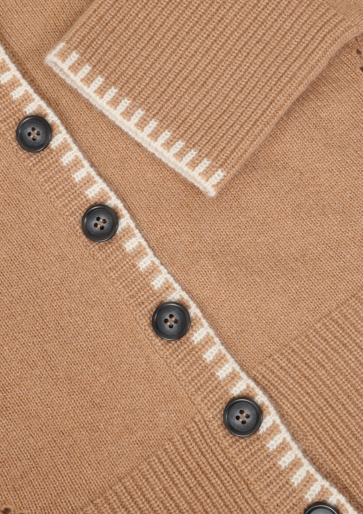 Cashmere Blanket Stitch Cardigan in Praline
