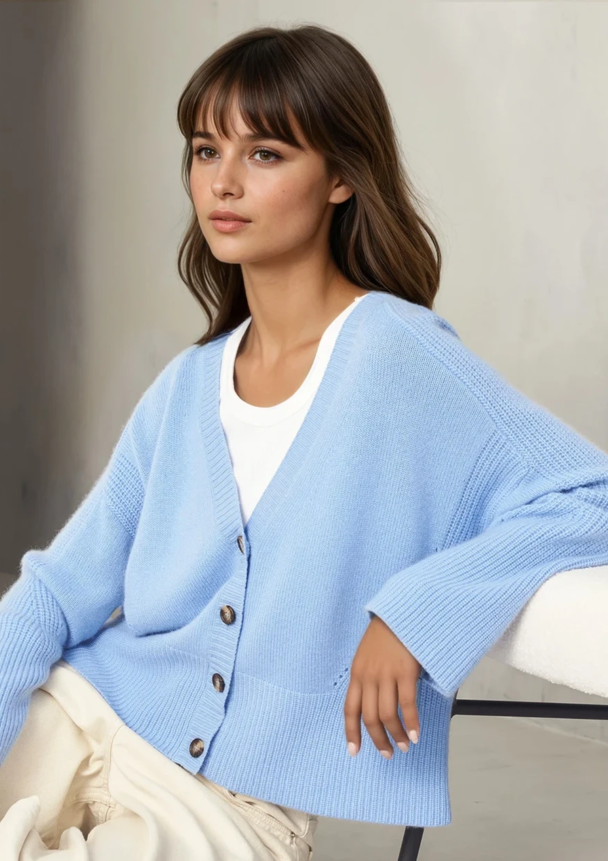 Cashmere Lofty Cardigan in Delta Blue