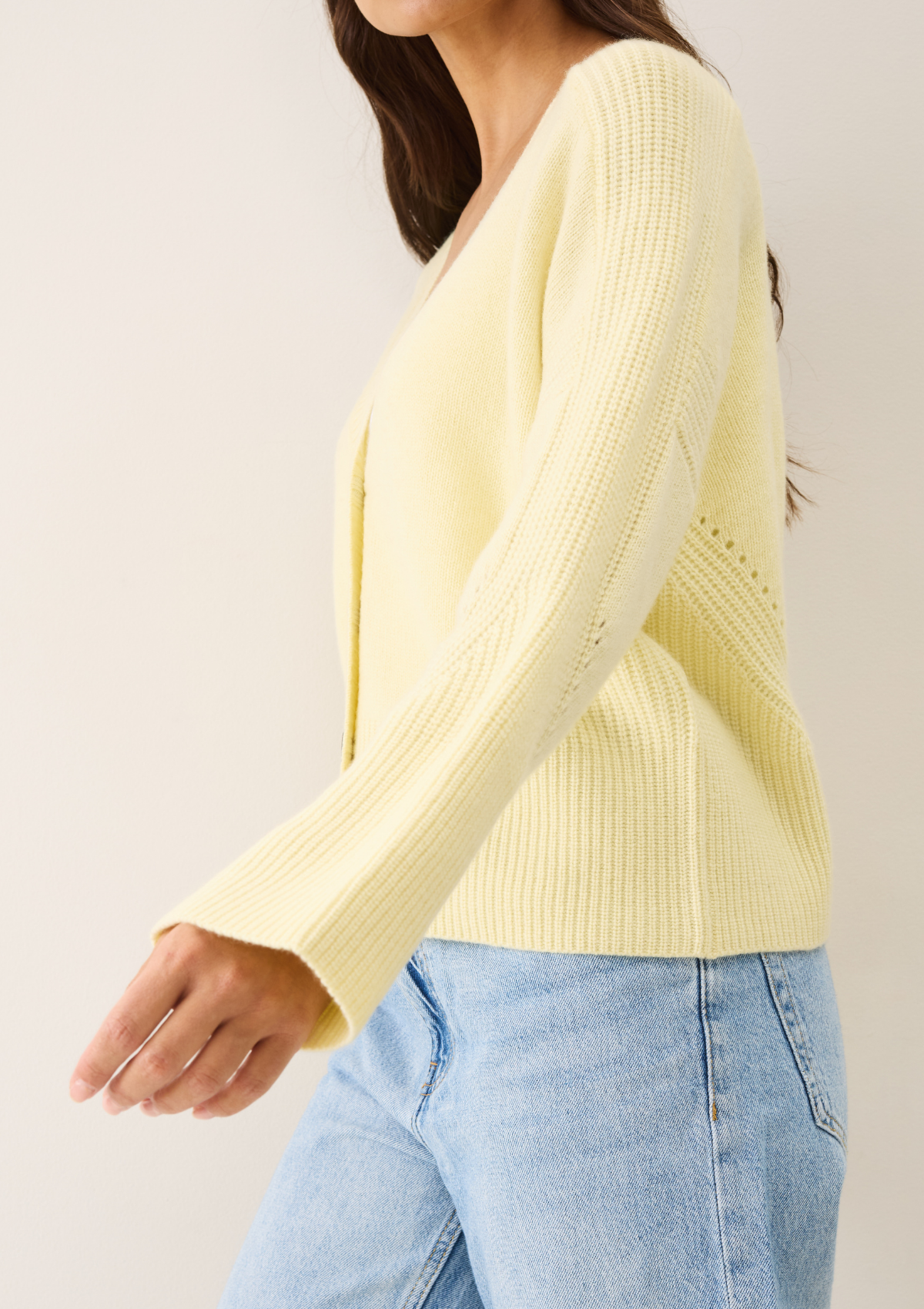 Cashmere Lofty Cardigan in Lemonade Yellow