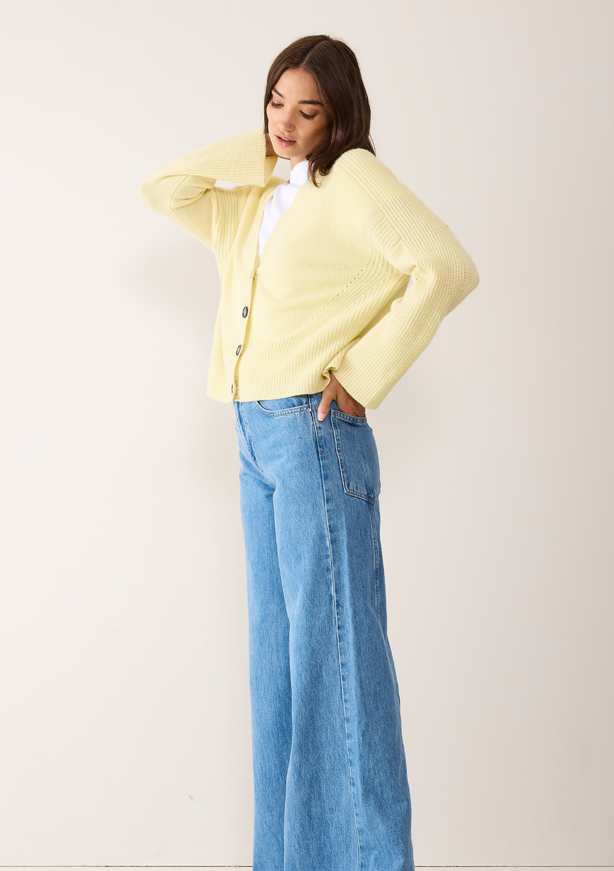 Cashmere Lofty Cardigan in Lemonade Yellow