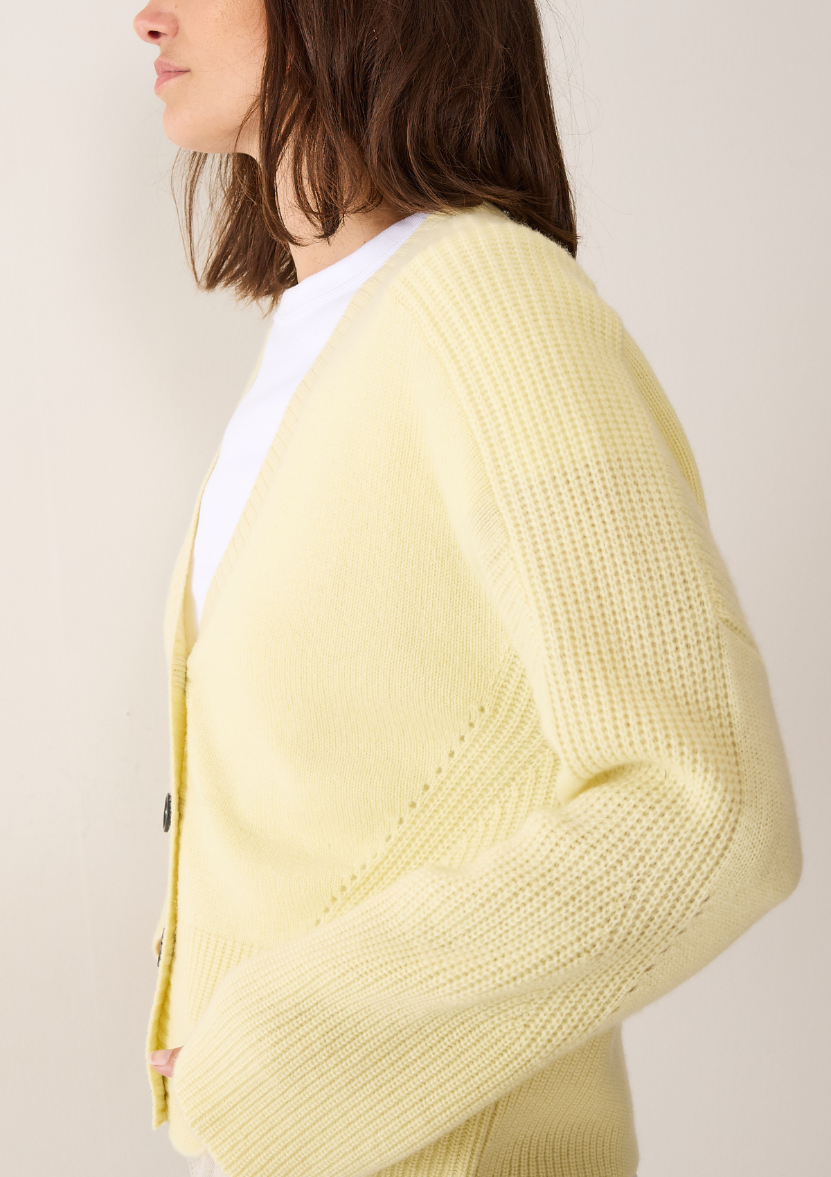 Cashmere Lofty Cardigan in Lemonade Yellow