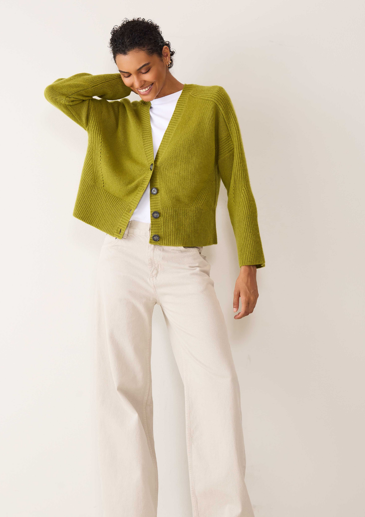 Cashmere Lofty Cardigan in Woodbine Green
