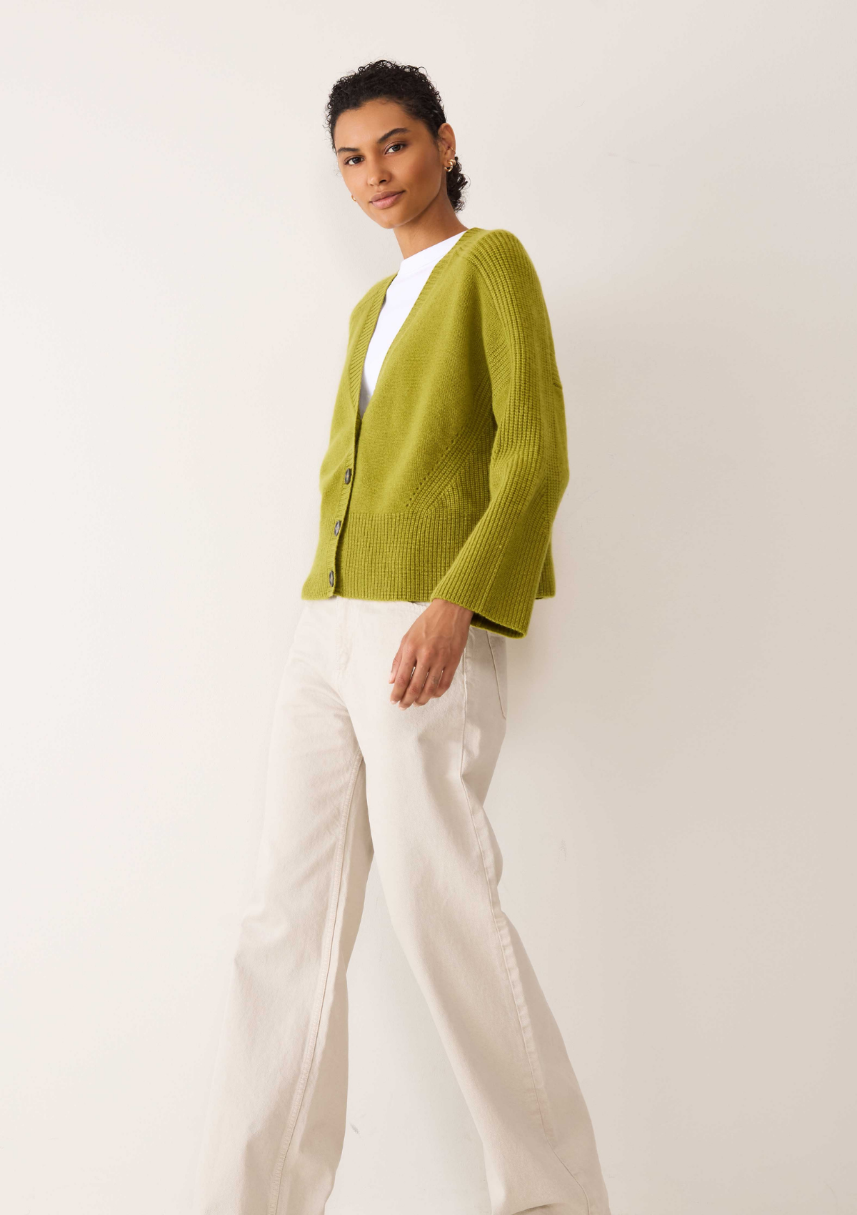 Cashmere Lofty Cardigan in Woodbine Green