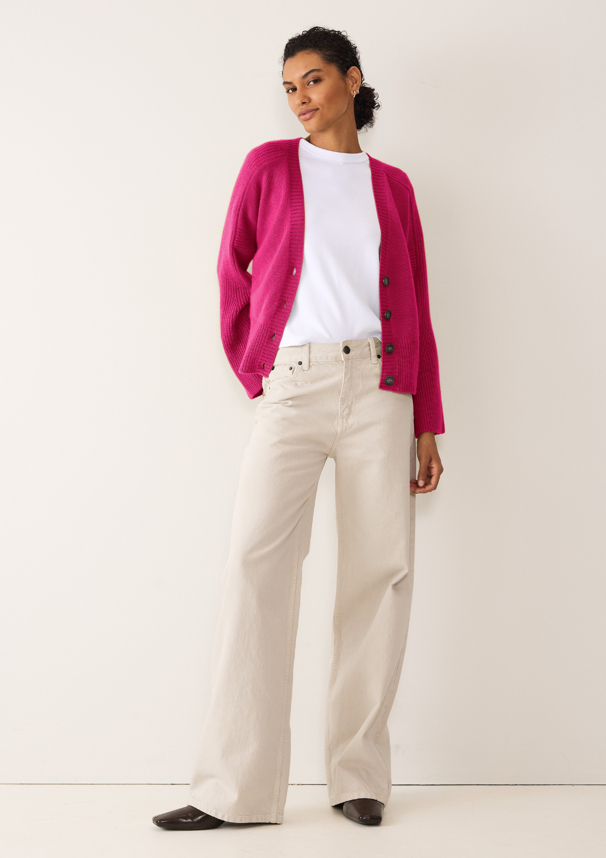 Cashmere Lofty Cardigan in Lipstick Pink