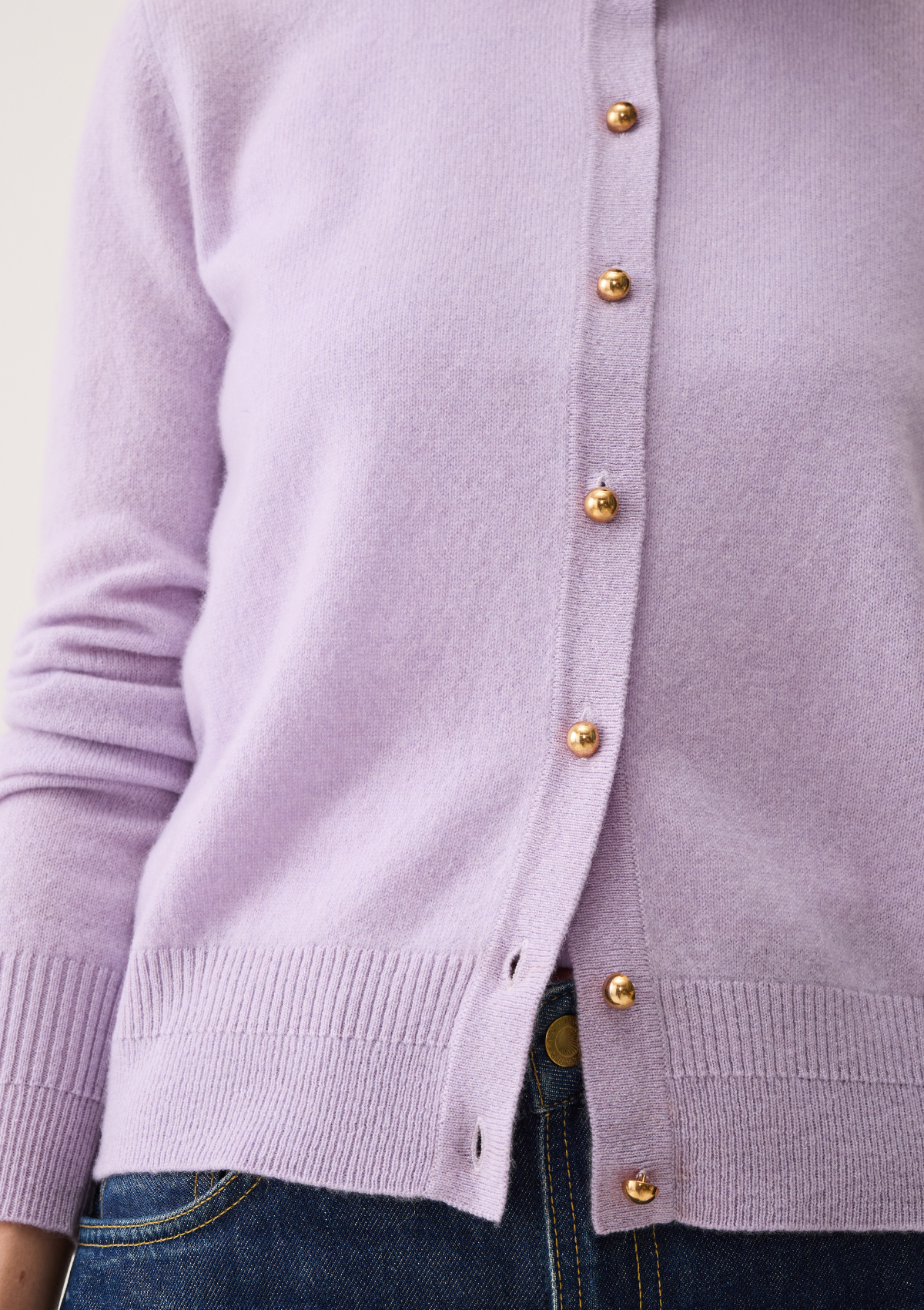 Cashmere Crew Cardigan in Siberian Lilac