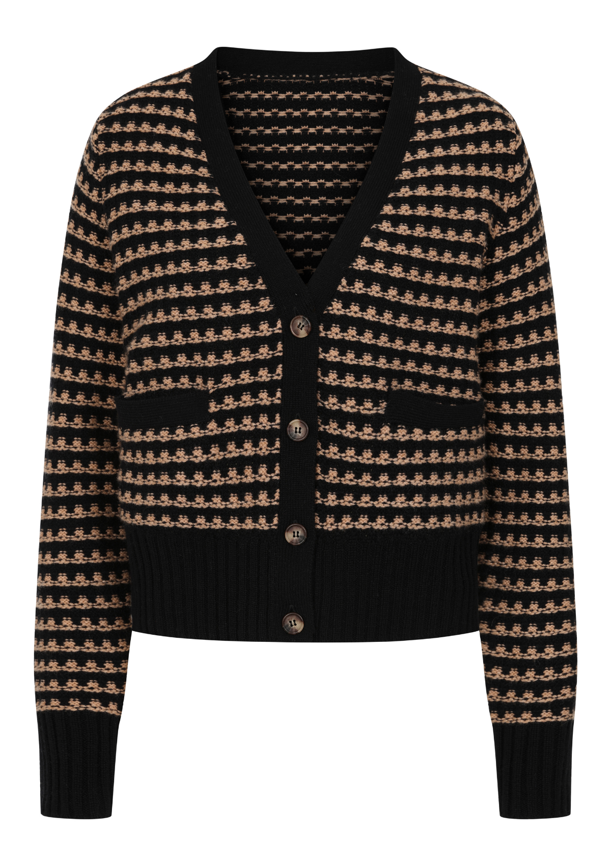 Textured Cashmere Cardigan in Black