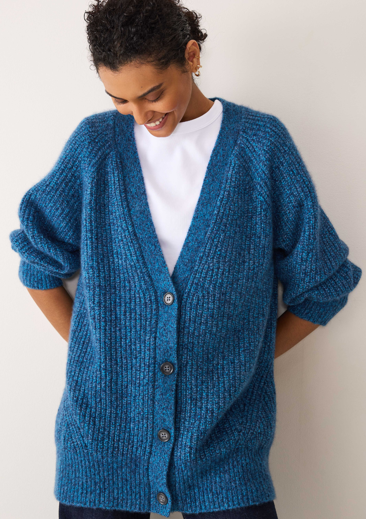 Silk & Cashmere Boyfriend Cardigan in Bonito Blue