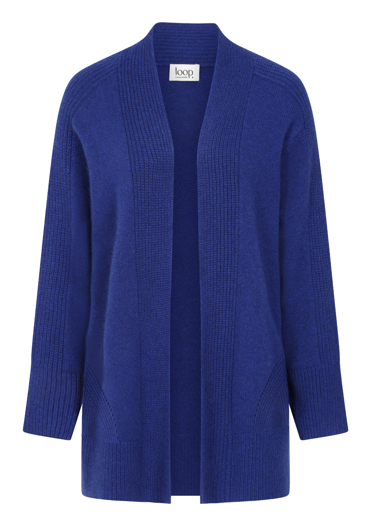 Ribbed Detail Edge to Edge Cardigan in Sodalite Blue