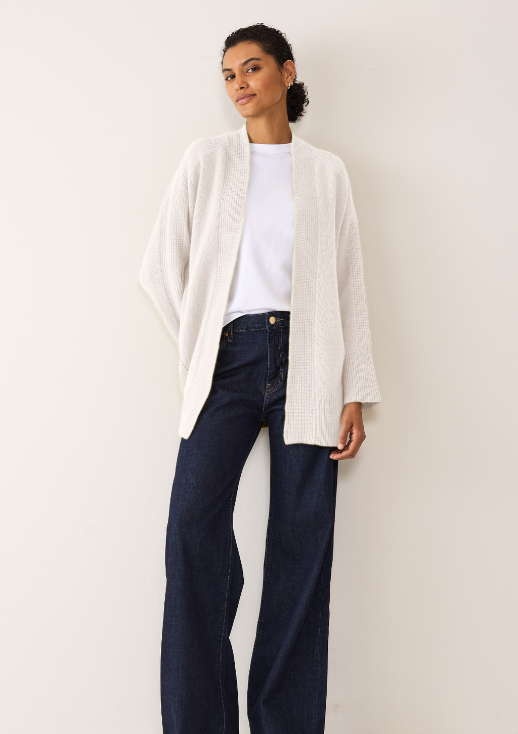 Ribbed Detail Edge to Edge Cardigan