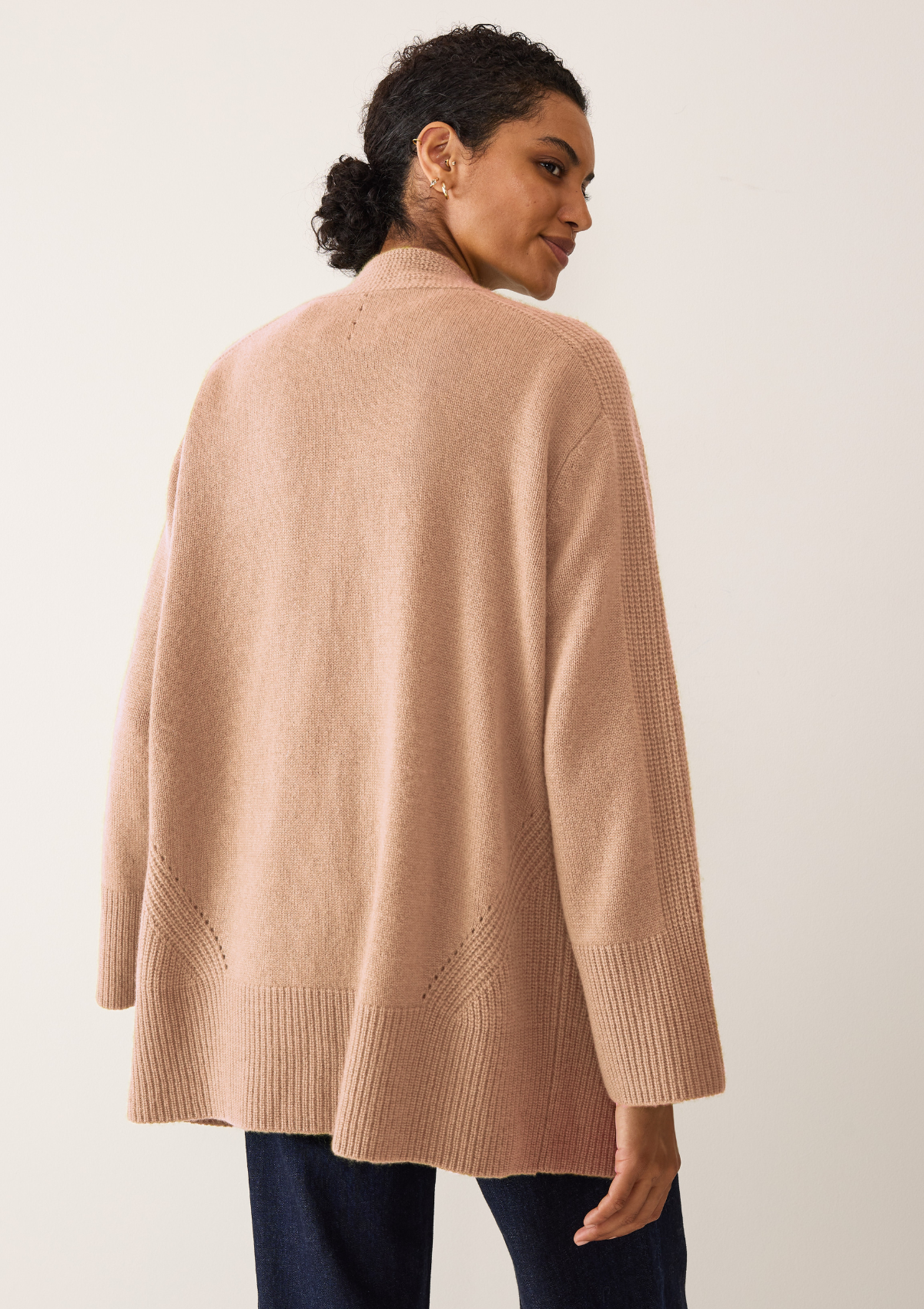 Ribbed Detail Edge to Edge Cardigan in Toffee