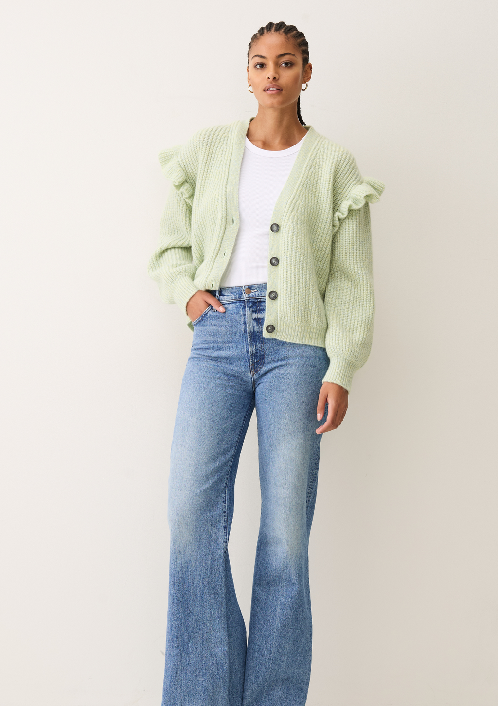 Silk & Frilled Cardigan Tannin