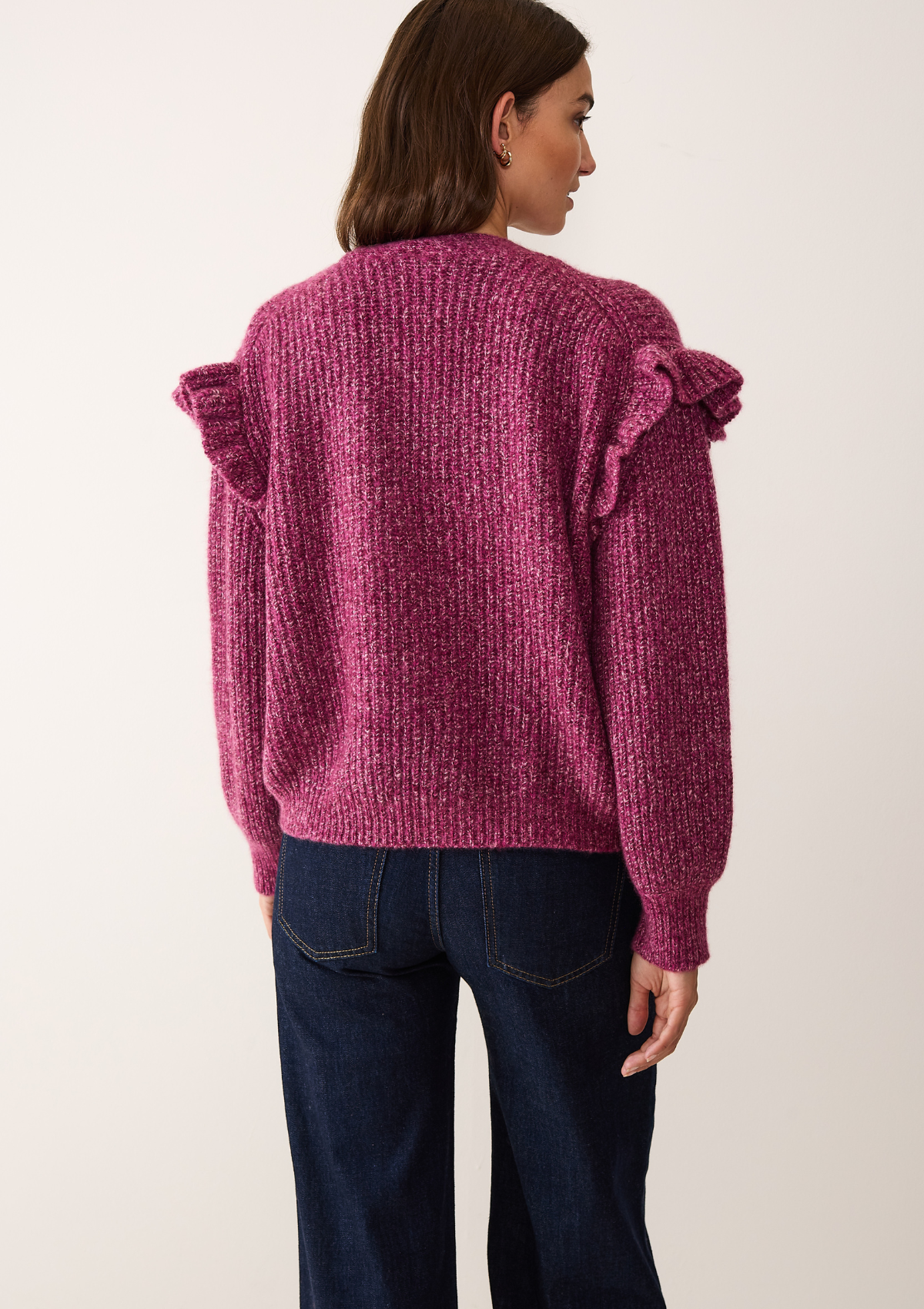 Silk & Cashmere Frilled Cardigan in Carlita Pink