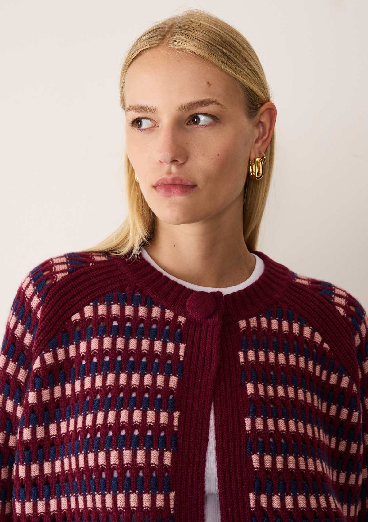 Textured Coat in Clay, Celestial & Barolo Red