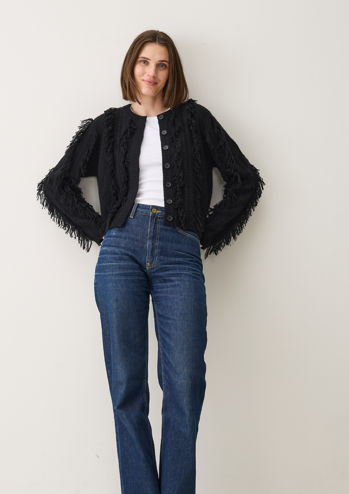 Fringe Cable Jacket in Black