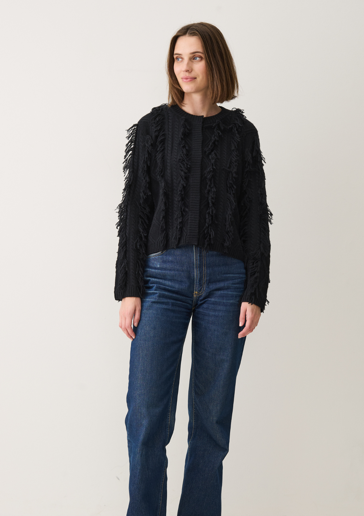 Fringe Cable Jacket in Black