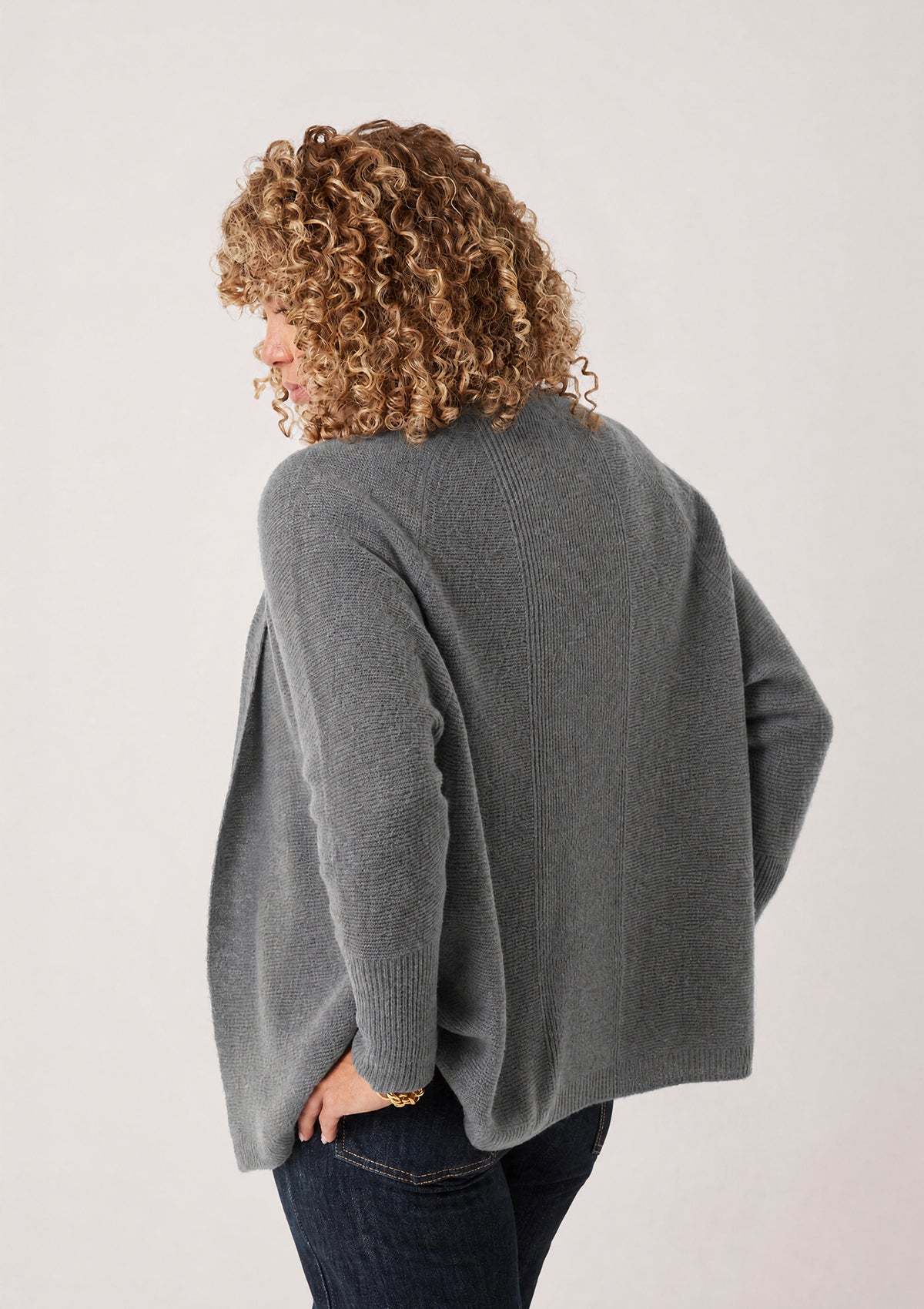 Relaxed Edge to Edge Cardigan in Pewter Grey
