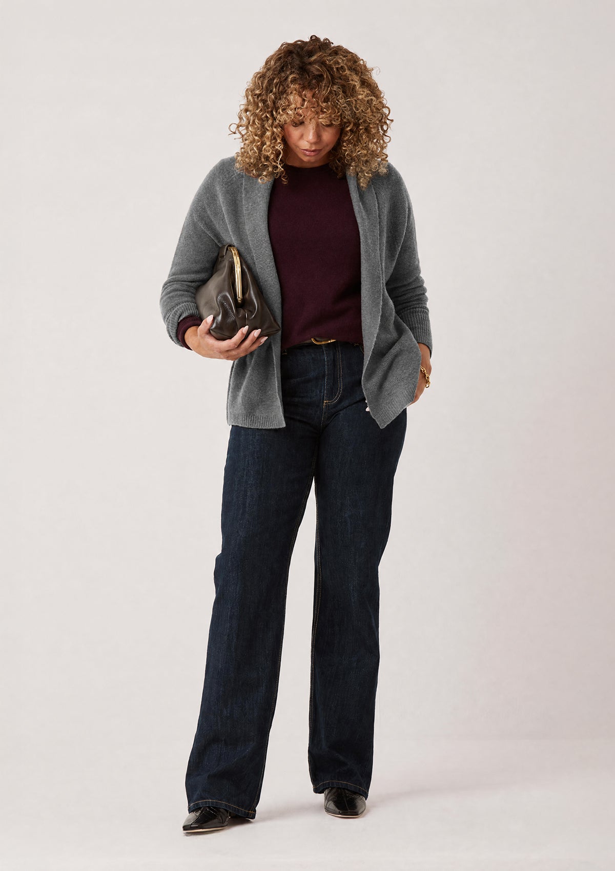 Relaxed Edge to Edge Cardigan in Pewter Grey