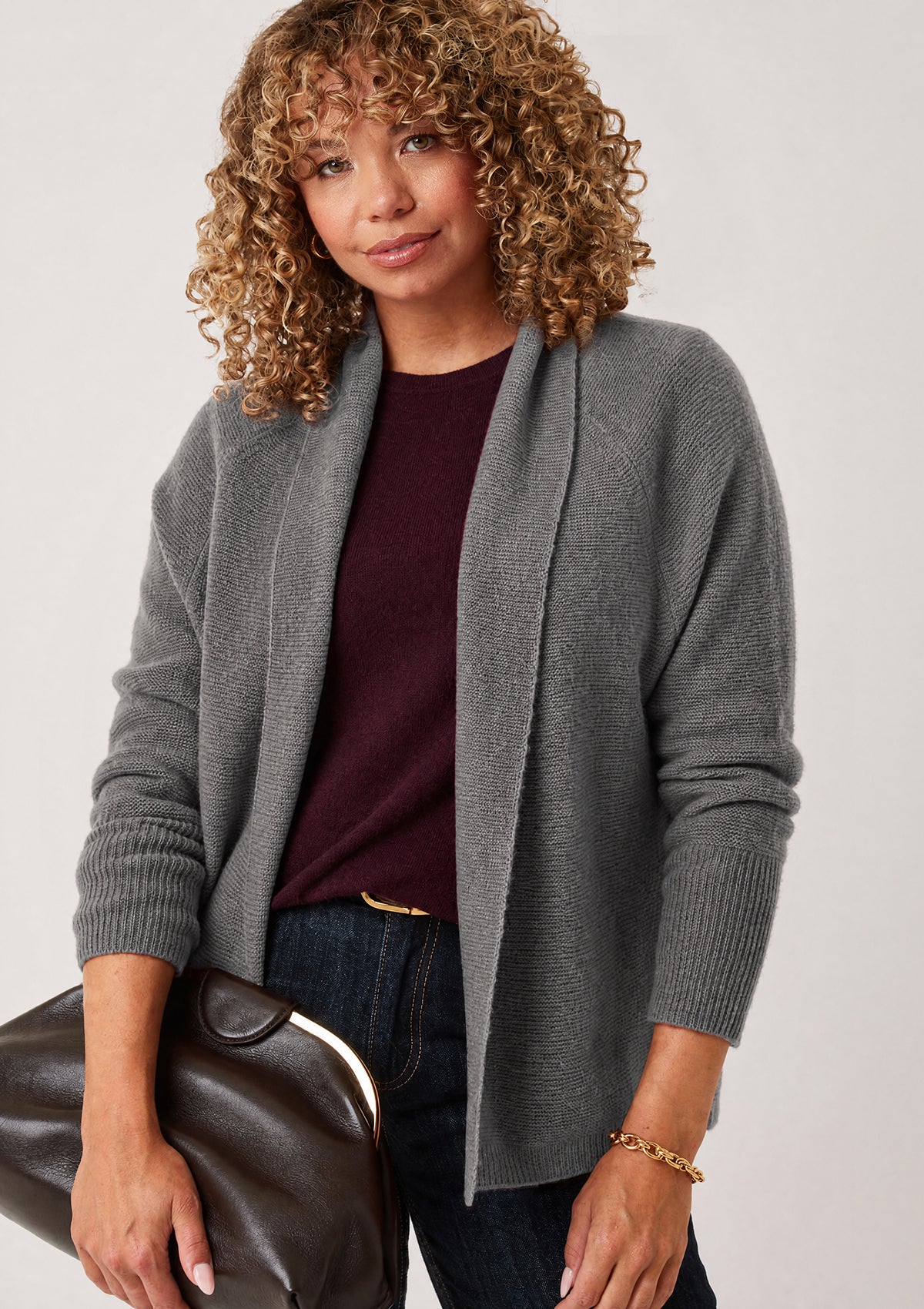 Relaxed Edge to Edge Cardigan in Pewter Grey