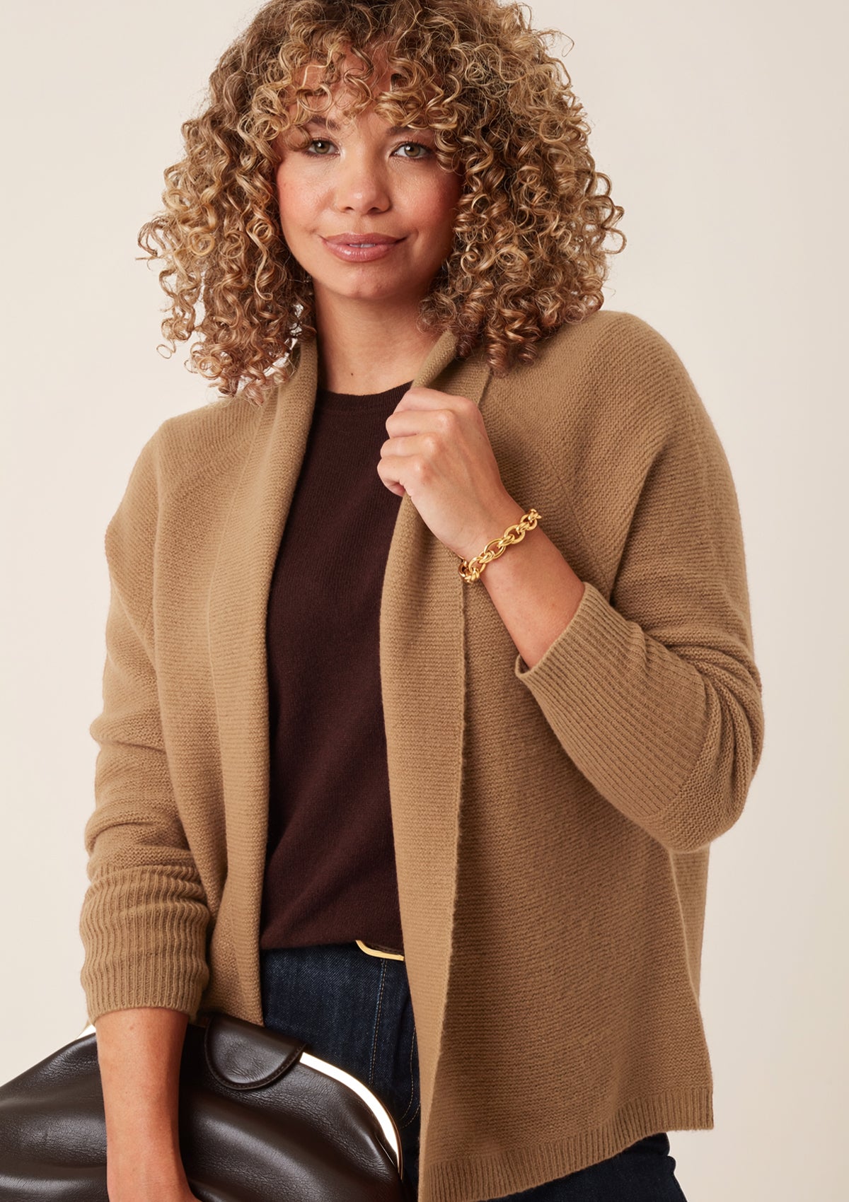Relaxed Edge to Edge Cardigan in Harvest Brown
