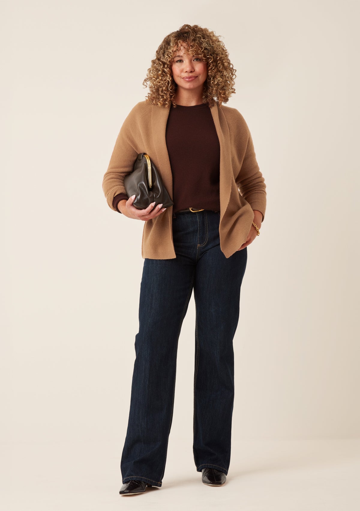 Relaxed Edge to Edge Cardigan in Harvest Brown