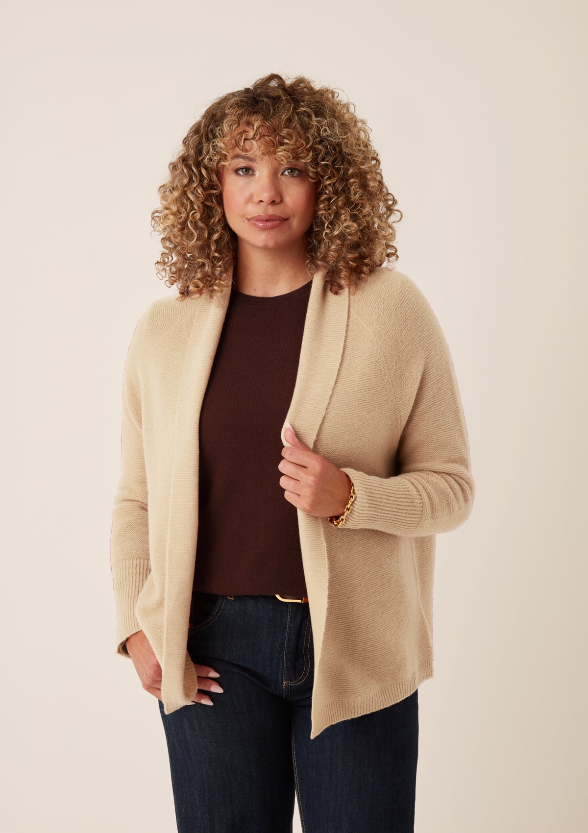 Relaxed Edge to Edge Cardigan in Honey