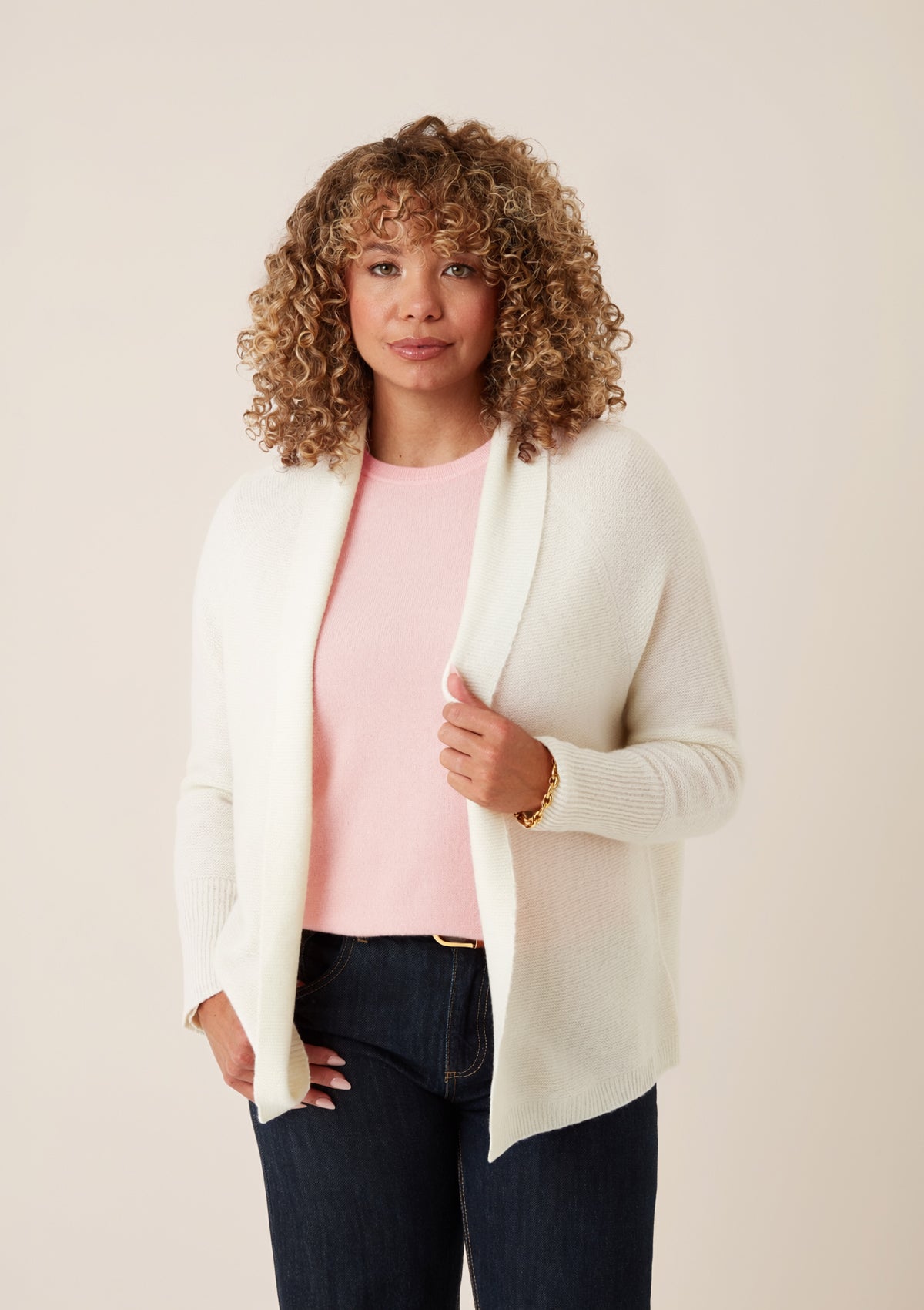 Relaxed Edge to Edge Cardigan in Snow White