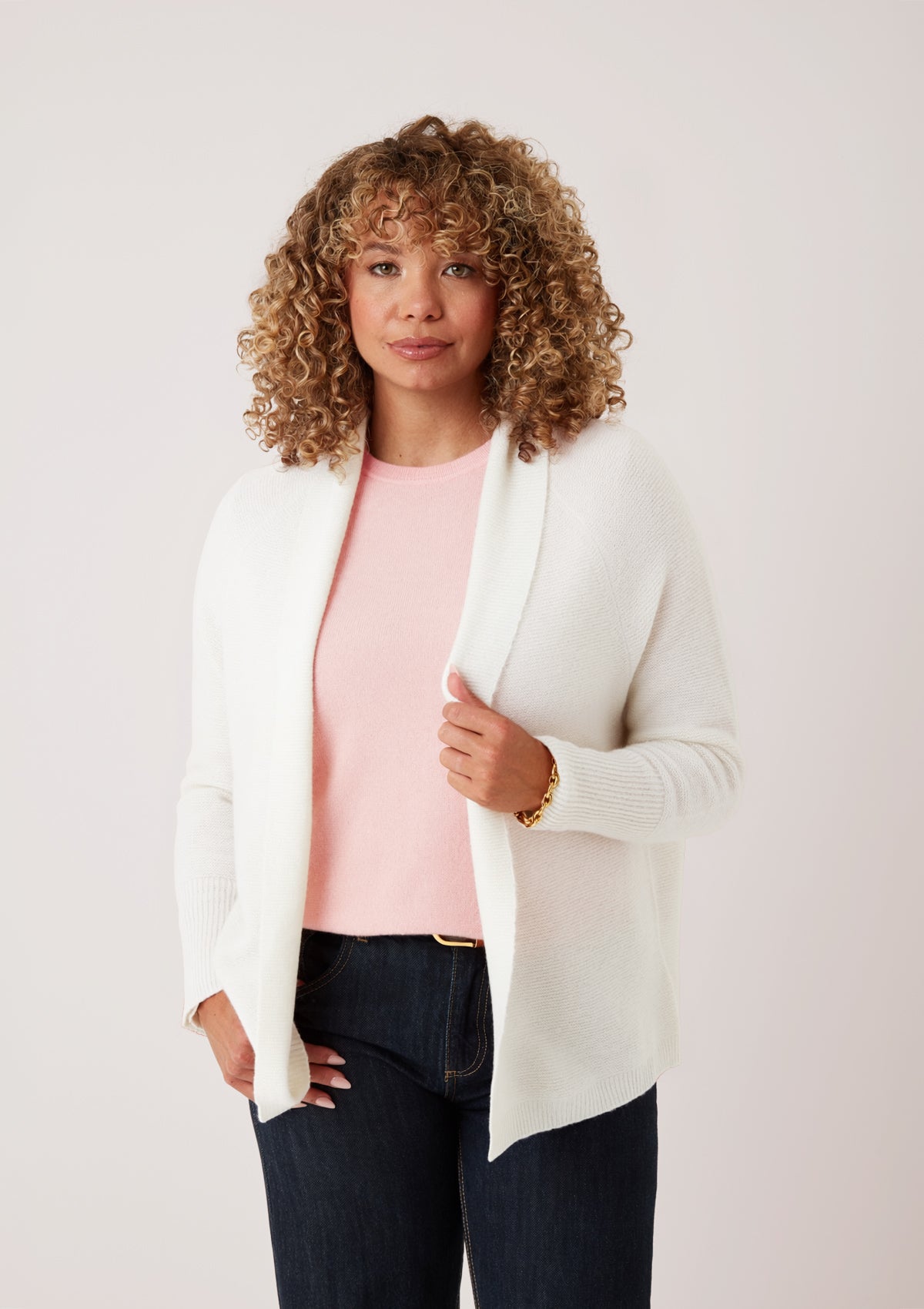 Relaxed Edge to Edge Cardigan in Snow White