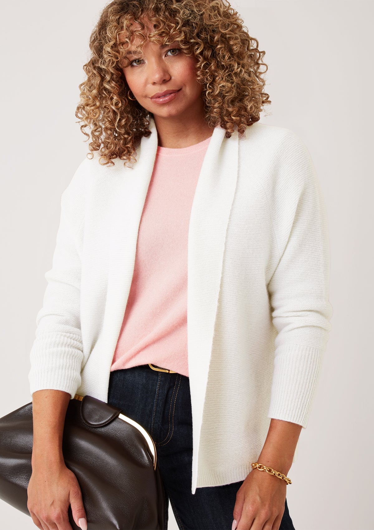 Relaxed Edge to Edge Cardigan in Snow White