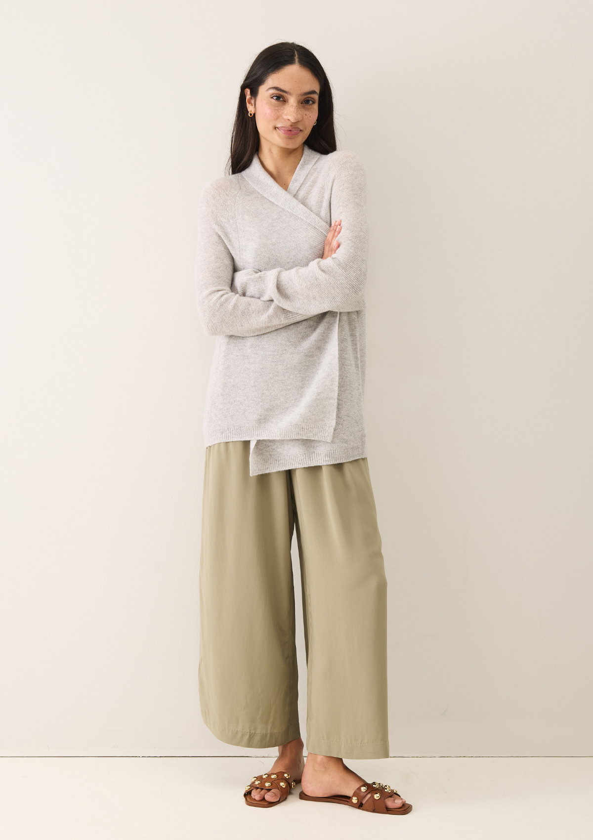 Relaxed Edge to Edge Cardigan in Foggy Grey