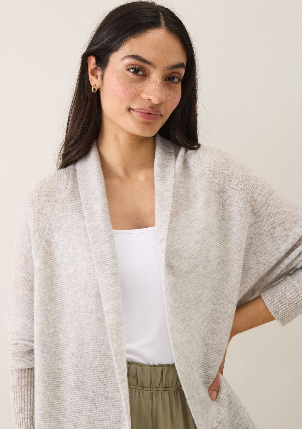 Relaxed Edge to Edge Cardigan Foggy