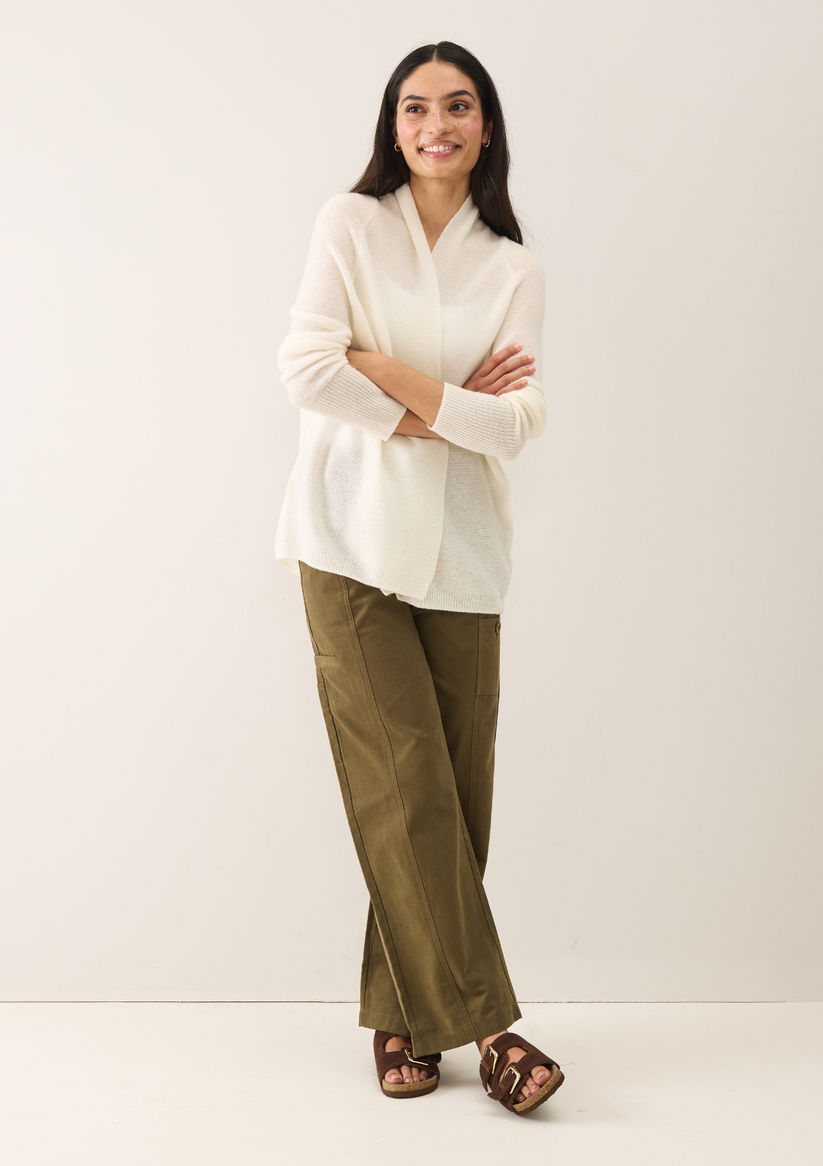 Relaxed Edge to Edge Cardigan in Snow White